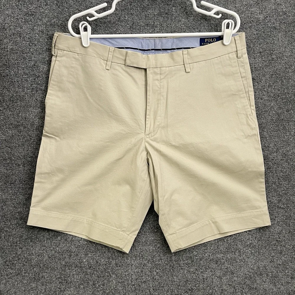 Polo Ralph Lauren Stretch Slim Fit Shorts Mens 38 Beige Chino Golf Casual